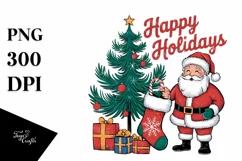 Retro Happy Holidays Christmas Png Product Image 1