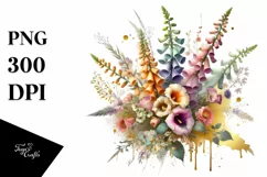 Colorful Bouquet with Foxglove | Clipart Product Image 3