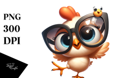 Cute Chicken in Oversized Sunglasses PNG Product Image 1