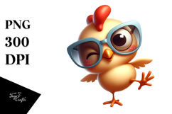 Cute Chicken in Oversized Sunglasses PNG Product Image 1