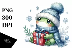 Cute Baby Frog with Christmas Tree, Winter PNG Product Image 3