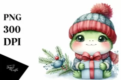 Cute Baby Frog Holding Present, Transparent PNG Product Image 3