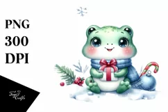 Cute Baby Frog with Christmas Tree, Winter PNG Product Image 1