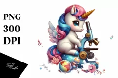 Colorful Baby Unicorn with Microscope PNG Product Image 3