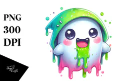 Enthusiastic Ghost in Spooky Hoodie PNG Product Image 1