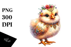 Resting Baby Chicken Watercolor PNG Product Image 1