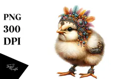 Resting Baby Chicken Watercolor PNG Product Image 1