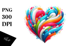 Colorful Paintbrush Heart PNG Product Image 1
