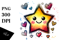 Smiling Scribbled Star PNG Product Image 1
