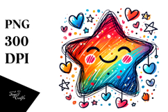 Smiling Scribbled Star PNG Product Image 1