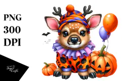 Cute Vibrant Baby Elk Halloween | Sublimation Clipart Product Image 1