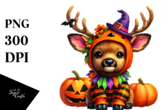 Cute Vibrant Baby Elk Halloween | Sublimation Clipart Product Image 1