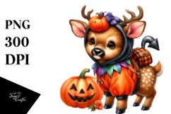 Cute Vibrant Baby Elk Halloween | Sublimation Clipart Product Image 1