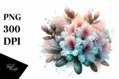 Shiny Rhododendron Watercolor PNG Product Image 1