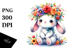 Cute Vibrant Sitting Bunny Cartoon | Sublimation Clipart Product Image 1