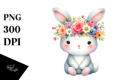 Cute Vibrant Sitting Bunny Cartoon | Sublimation Clipart Product Image 1