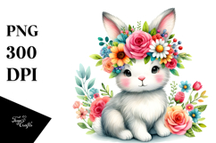 Cute Vibrant Sitting Bunny Cartoon | Sublimation Clipart Product Image 1