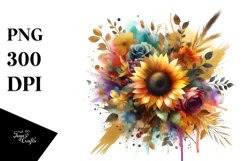 Colorful Sunflower Watercolor Bouquet | Clipart Product Image 3