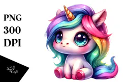 Cute Unicorn with Cool Haircut PNG Product Image 1
