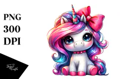 Cute Unicorn with Cool Haircut PNG Product Image 1