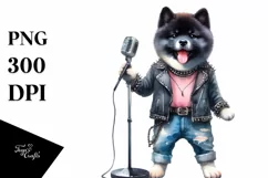 Sublimation Akita Punk Singer Clipart Product Image 3