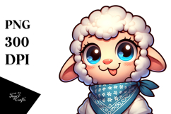 Silly Cartoon Lamb with Big Eyes PNG Product Image 1