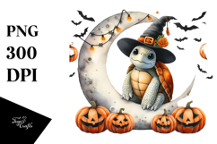 Turtle on Half Moon Halloween PNG Product Image 1