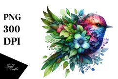 Vibrant Bird with Flowers PNG Product Image 3