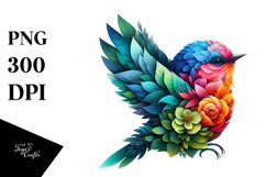Vibrant Bird with Flowers PNG Product Image 1