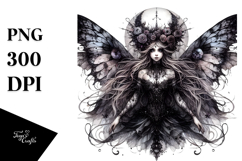 Detailed Whimsical Watercolor Gothic Fairy PNG Product Image 1