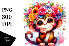 Cute Vibrant Adorned Monkey Cartoon | Sublimation Clipart Product Image 1