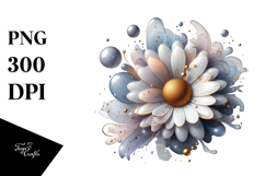 Abstract Daisy with Golden Insertions PNG Product Image 1