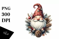Detailed Christmass Gnome Watercolor PNG Product Image 1