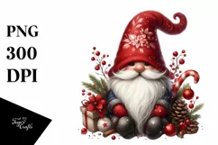 Detailed Christmass Gnome Watercolor PNG Product Image 3