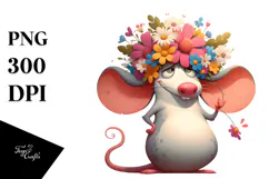 Goofy Mouse with Flower Crown, Trending on Artstation Product Image 1