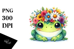 Cute Vibrant Adorned Frog Cartoon | Sublimation Clipart Product Image 1