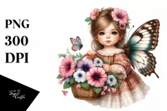 Watercolor Baby Butterfly Holding Flowers Product Image 1