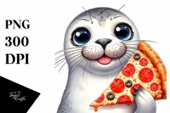 Detailed Watercolor Seal Pizza Product Image 3