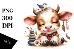 Energetic Baby Cow PNG Product Image 1