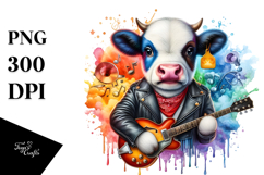 Colorful Baby Cow with Rock &#039;n&#039; Roll Club PNG Product Image 1