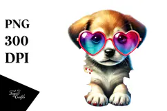 Puppy with Heart Sunglasses PNG Product Image 1