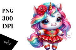 Colorful Baby Unicorn with Redowa Dancer's Outfit PNG Product Image 1