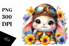 Colorful Small Baby Bunny Aviator Suit | Clipart Product Image 1
