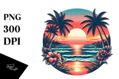 Retro Tropical Beach Sunset, 20 oz Tumbler Product Image 1
