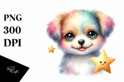 Colorful Smiling Puppy with Star | Sublimation | Clipart Product Image 1