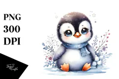 Cute Baby Penguin with Big Eyes PNG Product Image 1