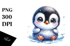 Cute Baby Penguin with Big Eyes PNG Product Image 1