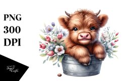 Cute Watercolor Small Baby Highland Cow | Sublimation | Product Image 1