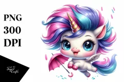 Baby Cute Unicorn Jumping PNG Product Image 1