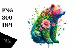 Colorful Bear made of Flowers, PNG Product Image 1